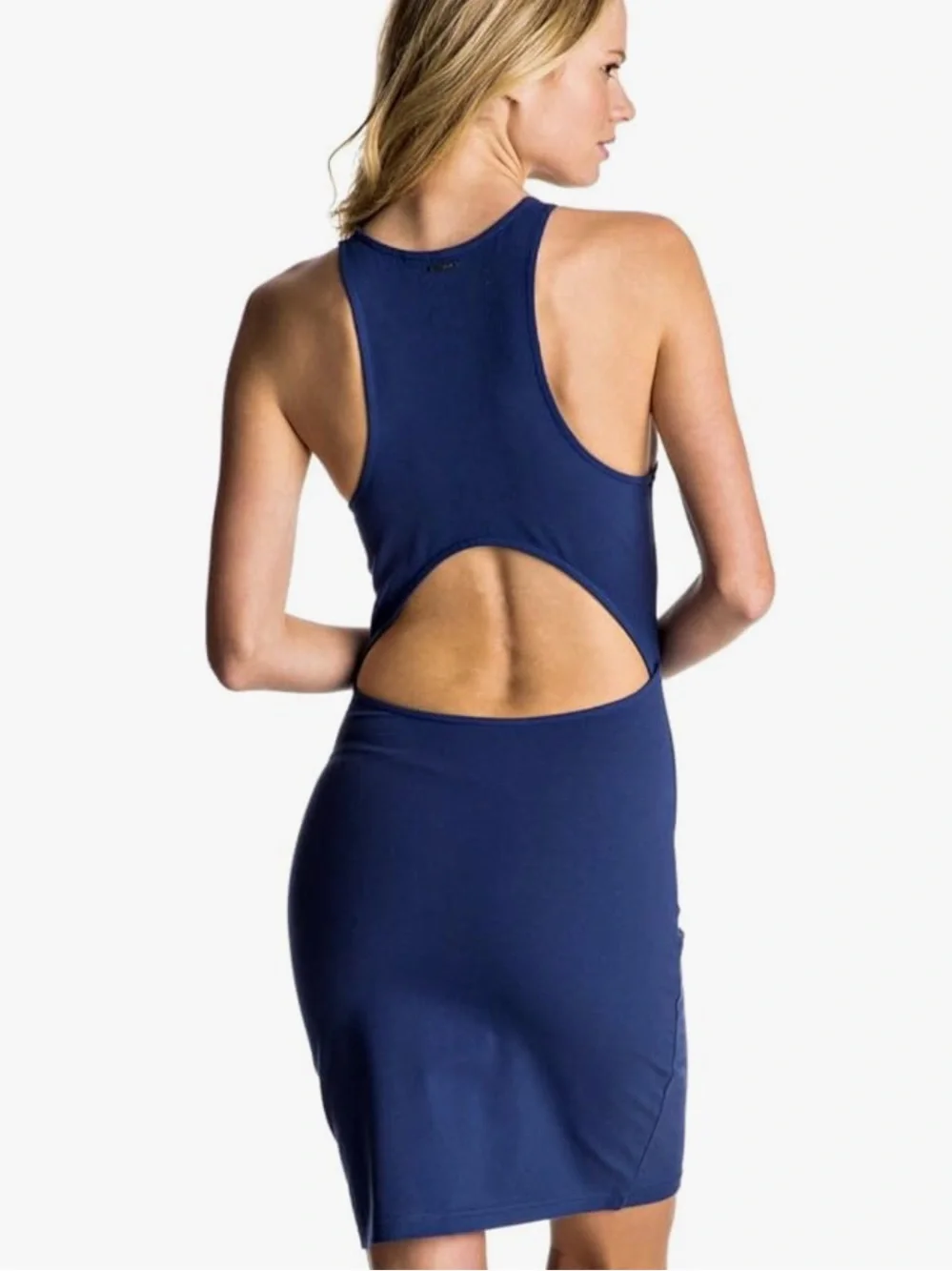 ROXY Ano Nuevo 2 Dress Blue Depths Bodycon Cutout Back Size XS - Picture 2 of 10